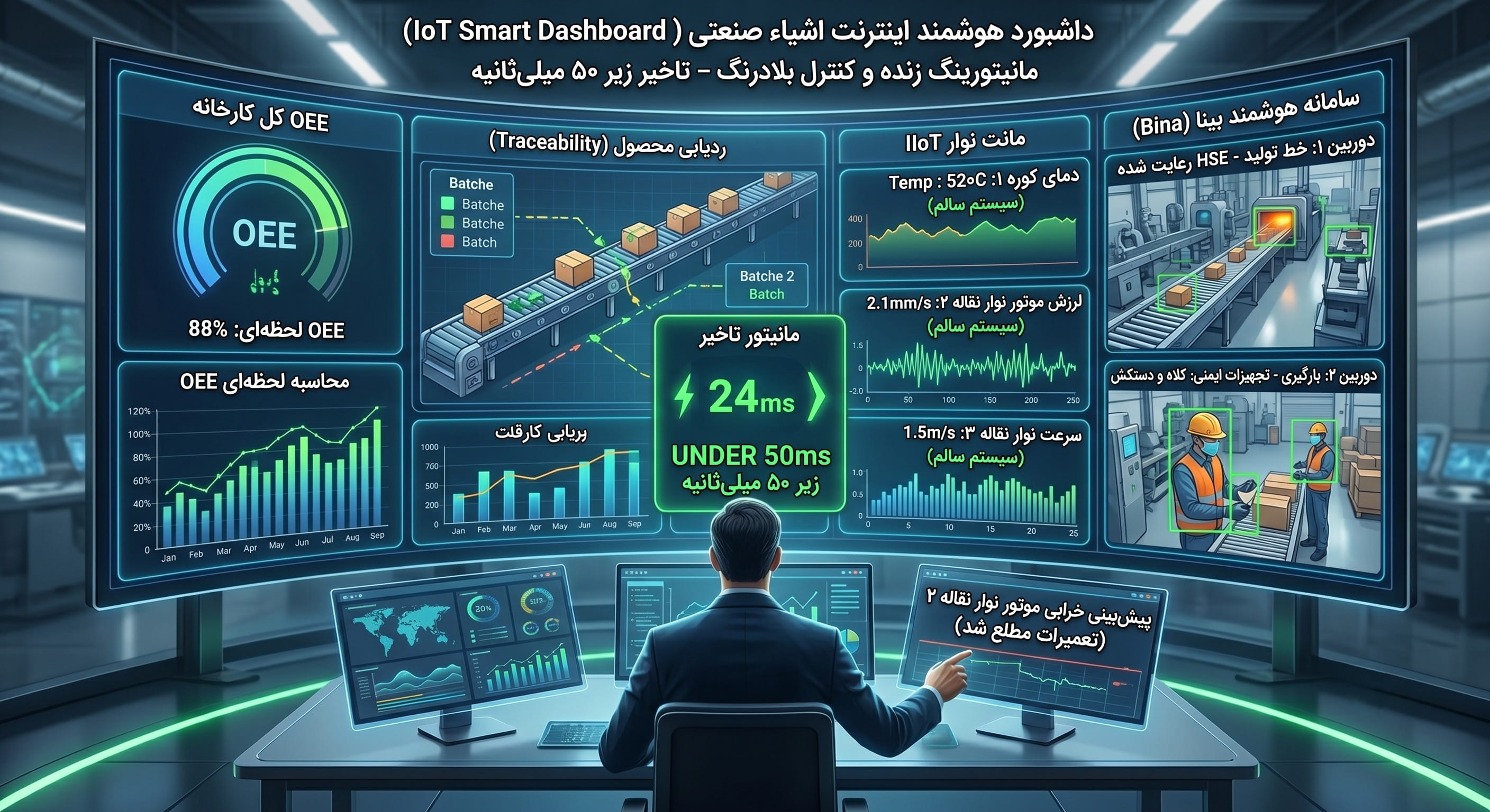 داشبورد هوشمند اینترنت اشیاء صنعتی با تاخیر زیر ۵۰ میلی‌ثانیه