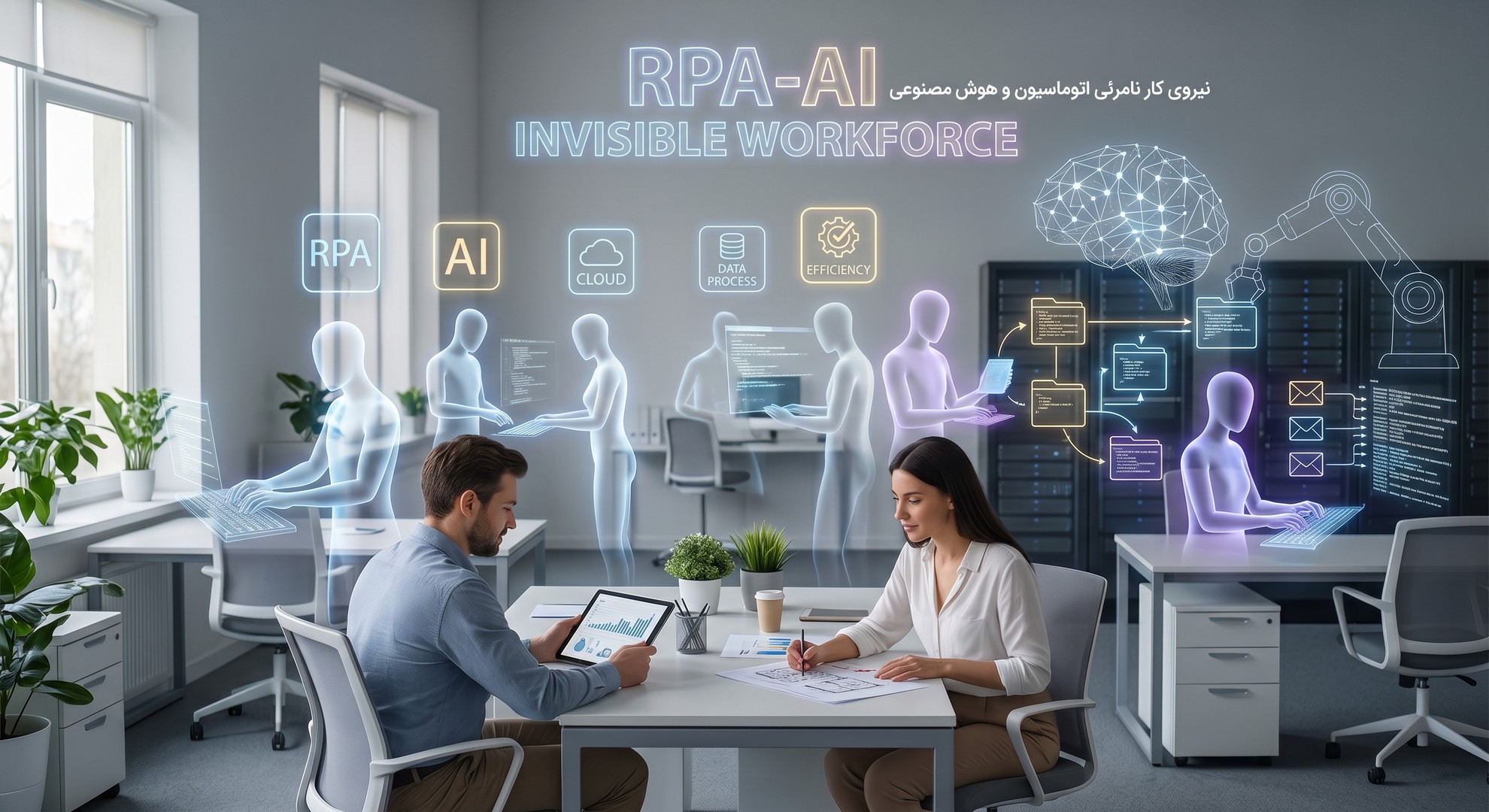استخدام لشکری از ربات‌های نامرئی: چگونه اتوماسیون هوشمند (RPA) هزینه‌های اداری سازمان را نصف می‌کند؟
